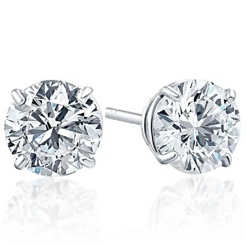 Double Stud Earrings for Impact -1.00Ct Round Brilliant Cut Natural Quality VS2-SI1 Diamond Stud Earrings in Gold Basket Setting