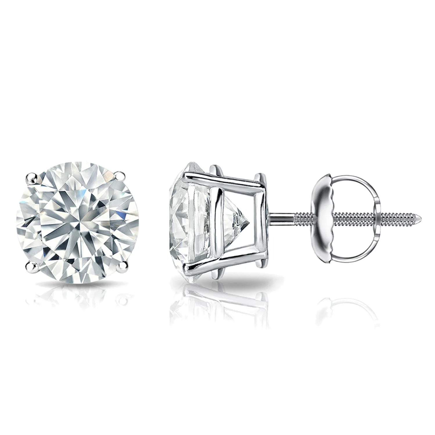 Star Shaped Stud Earrings for Charm -1/2 Carat Round 14K White Gold 4 Prong Basket Set Diamond Solitaire Stud Earrings