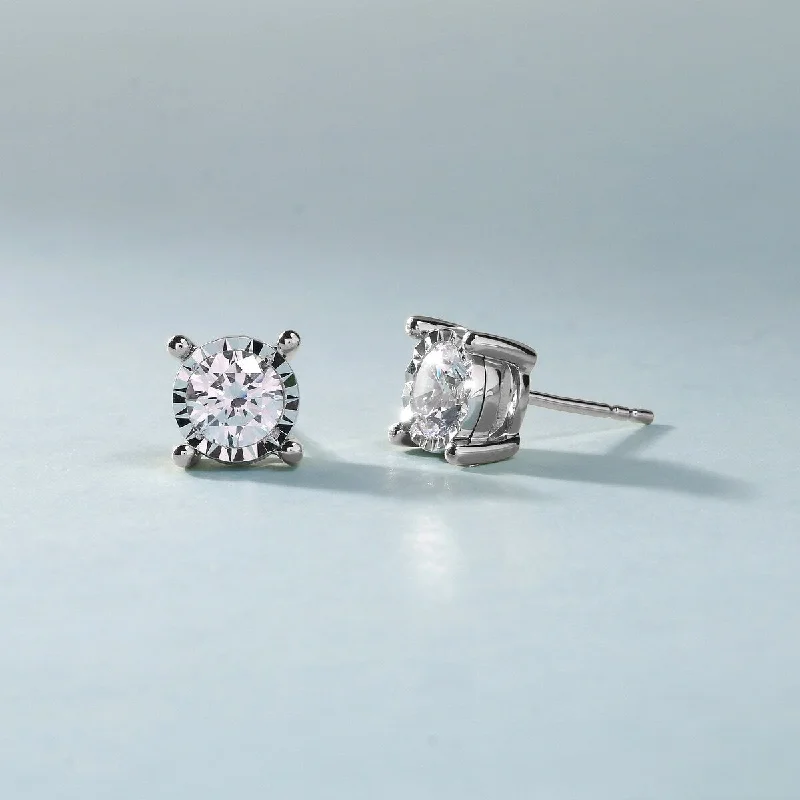 African Stud Earrings with Culture -1/20ct - 3/4ct TDW Diamond Stud Earrings in Silver Rhodium by De Couer