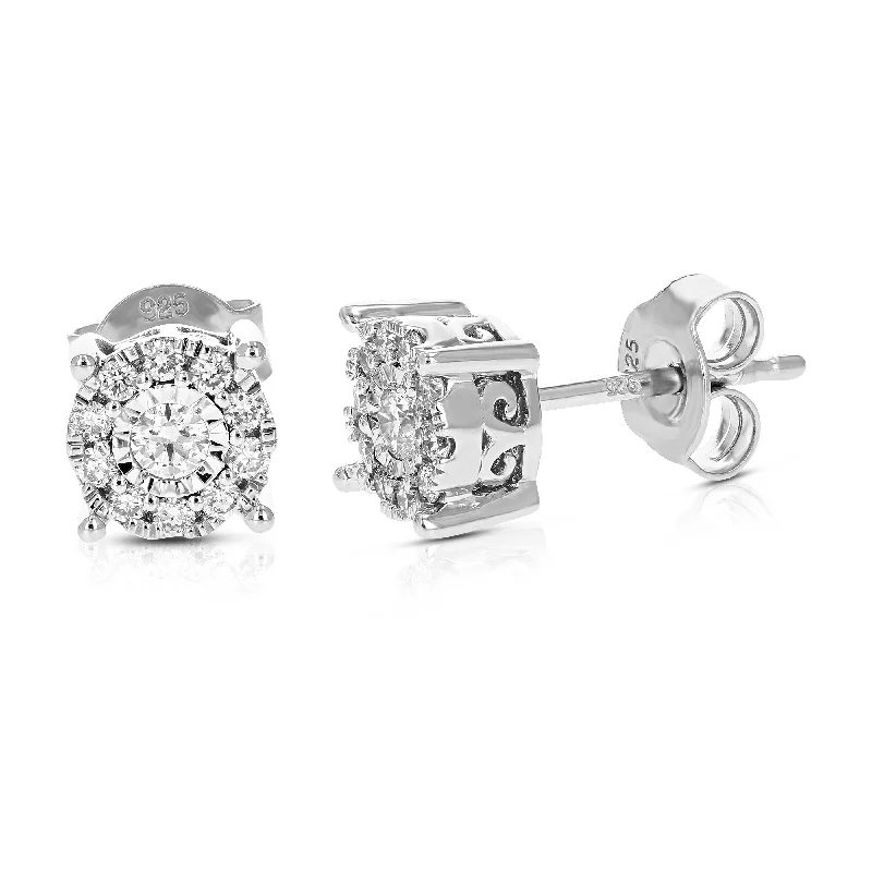 Contemporary Stud Earrings for Fashion -1/3 cttw Round Cut Lab Grown Diamond Stud Earrings in .925 Sterling Silver Prong Set