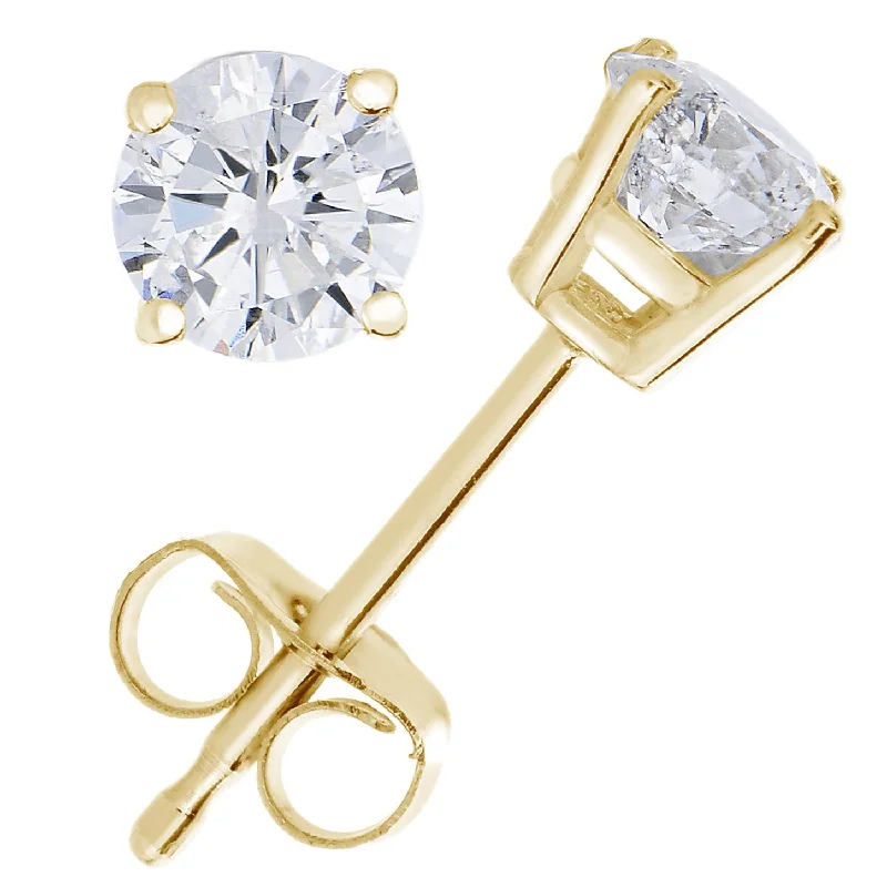 Round Stud Earrings for Classic -1.50 cttw Lab Grown Diamond Stud Earrings 14K Gold VS1 Clarity H-I Color Round