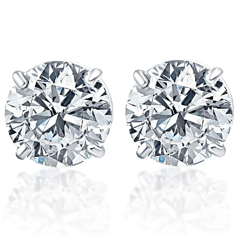 Waterproof Stud Earrings for Outdoor -1.50Ct Round Brilliant Cut Natural Quality VS2-SI1 Diamond Stud Earrings in Gold Basket Setting