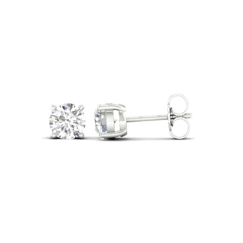 Maximalist Stud Earrings for Bling -1 ½ Carat Round Lab Grown Diamond 14K Gold Solitaire Stud Earrings