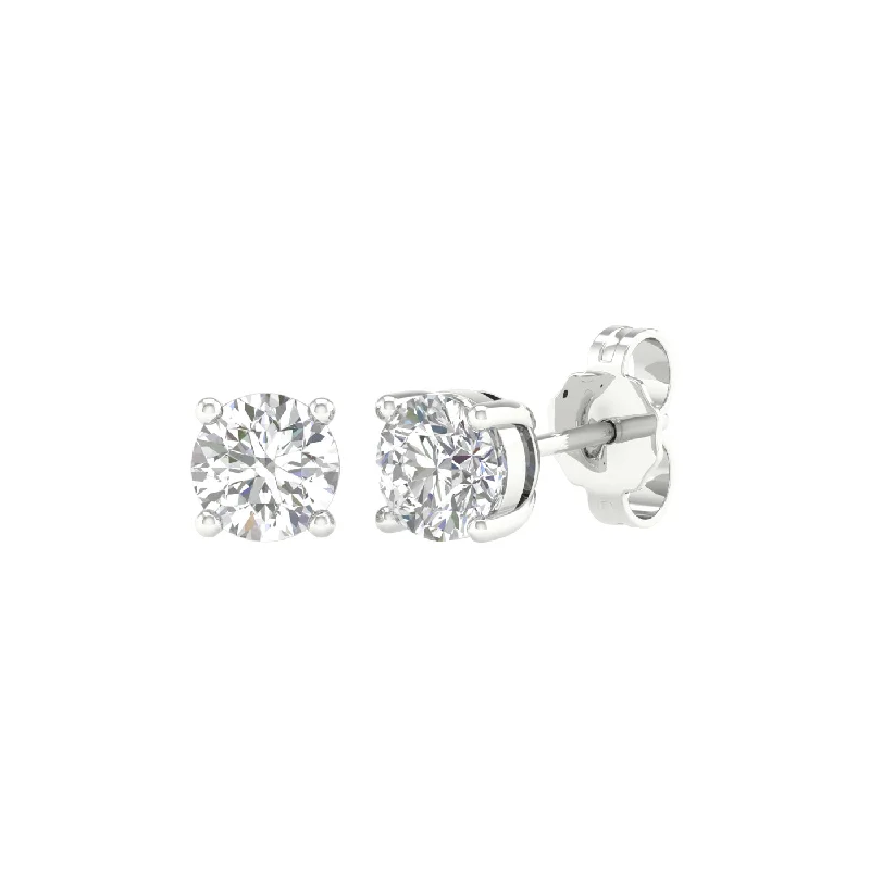 Punk Stud Earrings with Spikes -1 Carat Round Lab Grown Diamond 14K Gold Solitaire Stud Earrings