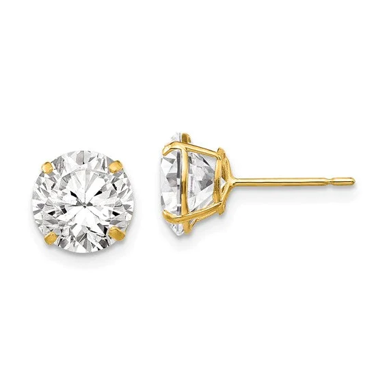 Multi Stud Earrings with Chains -14K 8MM Cubic Zirconia Stud Earrings