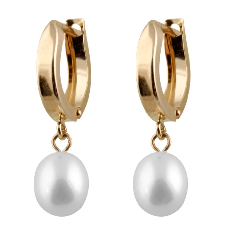 Stud Earrings with Symbolic Elements -14k Gold Freshwater Pearl Round Stud Earrings (6-7mm)