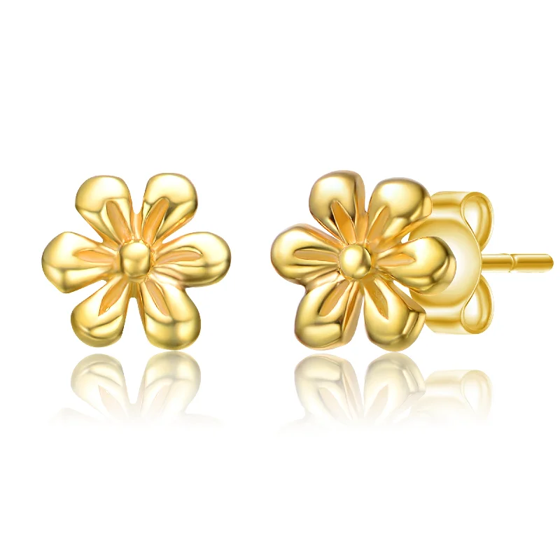 Stud Earrings for Prom Night -14k Gold Plated Daisy Flower Stud Earrings