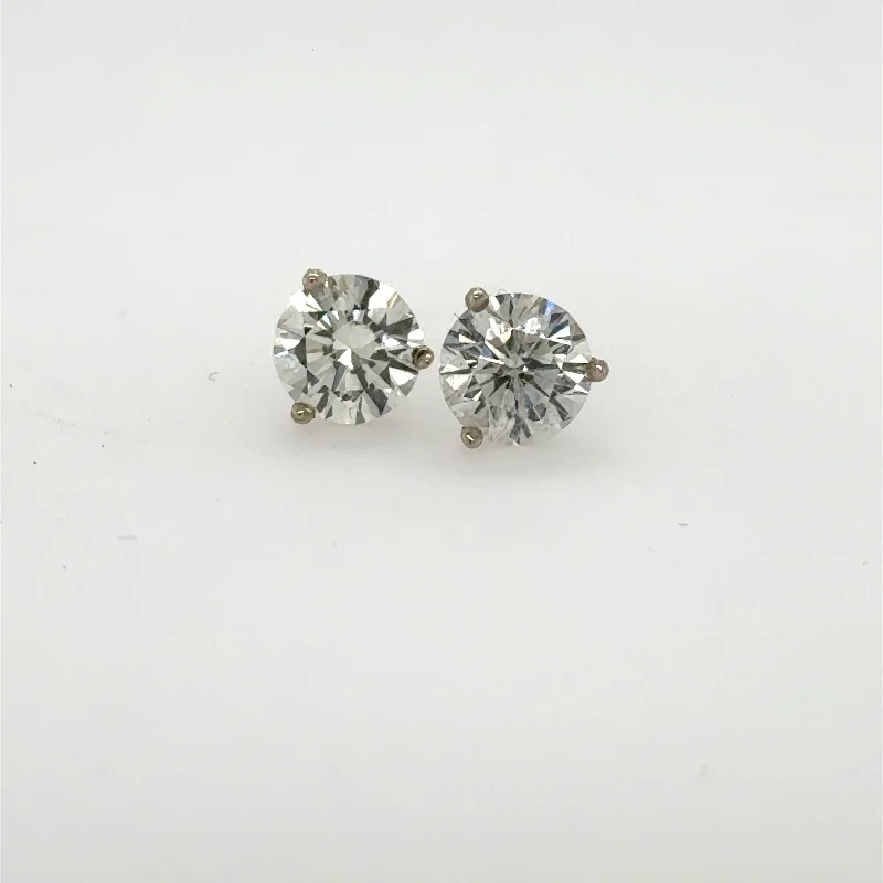 Multi Stud Earrings with Chains -14K White Gold 2.22ctw Diamond Stud Earrings