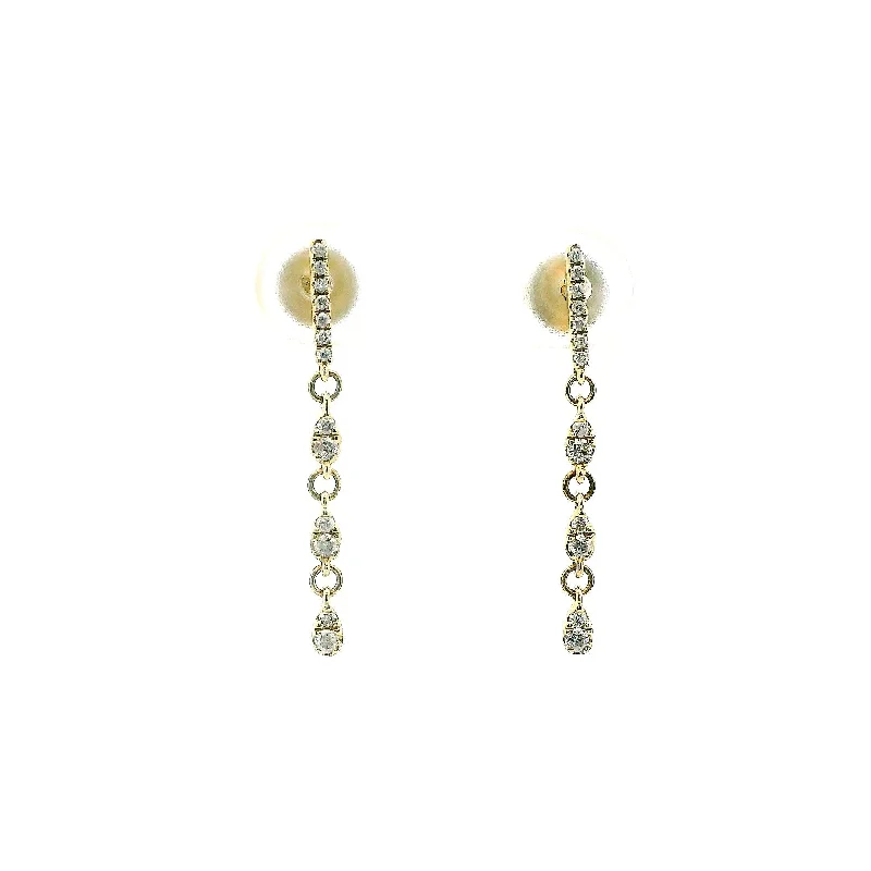 Stud Earrings with Debossed Designs -14K Yellow Gold 0.20cttw. Diamond Multi Link Dangle Stud Earrings