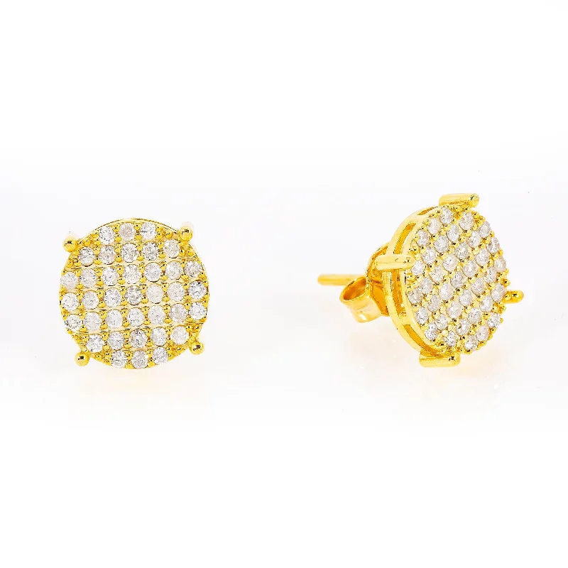 Stud Earrings for Prom Night -14K Yellow Gold Round Stud Earrings With 0.60 CTW Diamonds