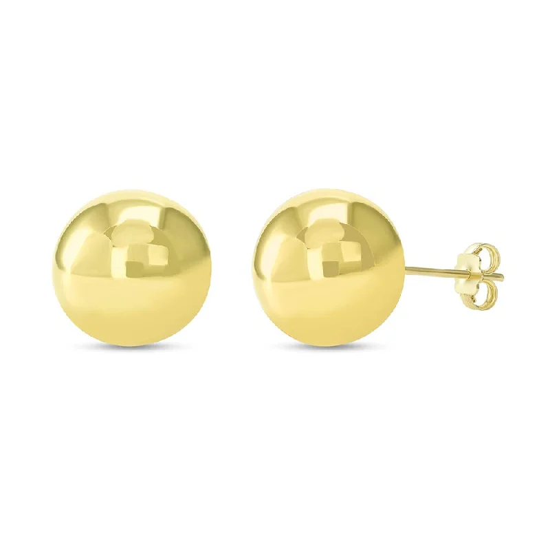 Stud Earrings for Concert Look -14k Yellow Gold Round Ball Stud Earrings with Friction Back