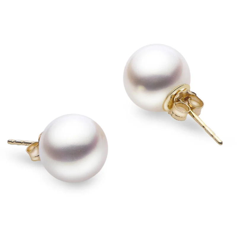 Double Stud Earrings for Impact -14K Yellow Gold Signature High Luster Akoya Pearl Stud Earrings