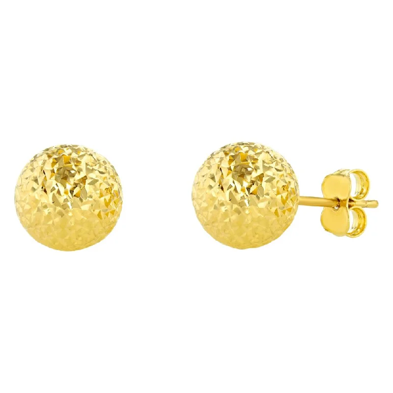 Stud Earrings for Shopping Trip -14k Yellow Gold Textured 8mm Ball Round Stud Earrings