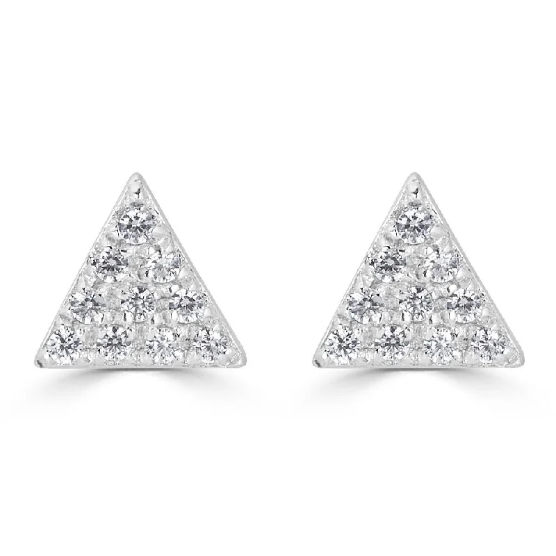 Maximalist Stud Earrings for Bling -EMILIQUE 14KT GOLD 0.10 CTW DIAMOND TRIANGLE STUD EARRINGS