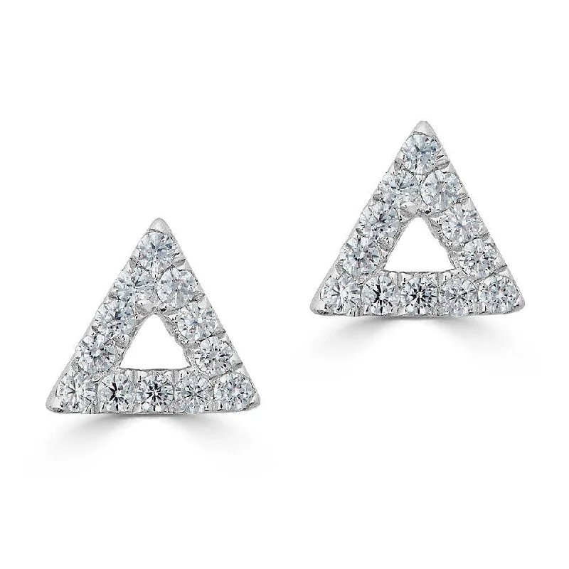 Gothic Stud Earrings with Dark Tone -14KT GOLD 0.08 CTW DIAMOND TRIANGLE OUTLINE STUD EARRINGS