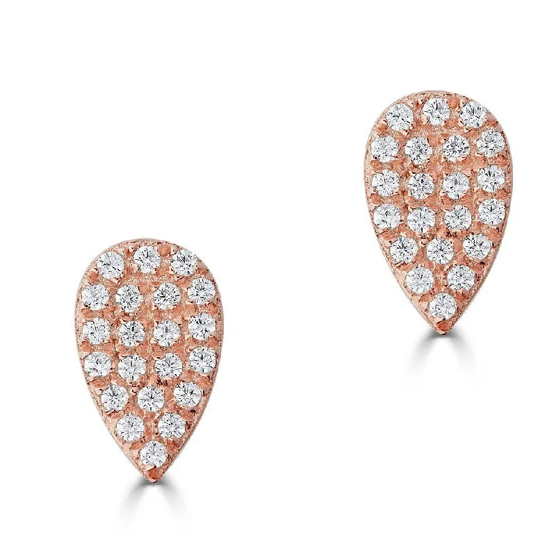 Stud Earrings with Embossed Patterns -14KT GOLD 1/10 CTW DIAMOND PEAR SHAPE STUD EARRINGS