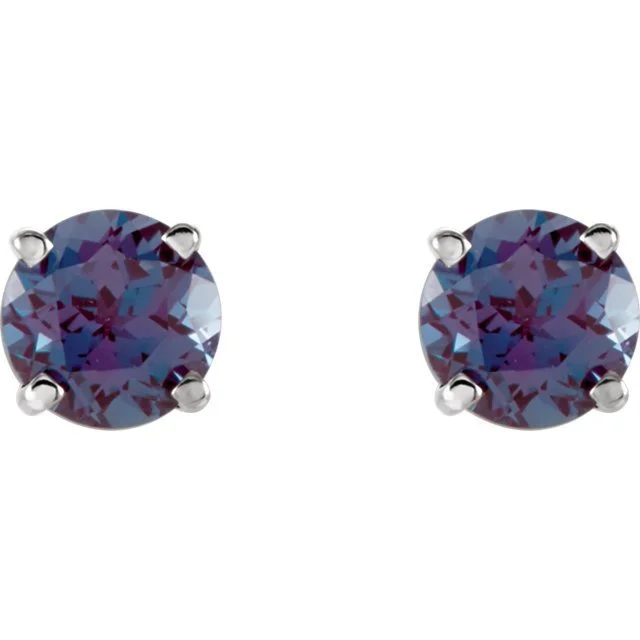 Stud Earrings for Mother's Day -14KT GOLD 1.40 CTW ROUND LAB ALEXANDRITE STUD EARRINGS