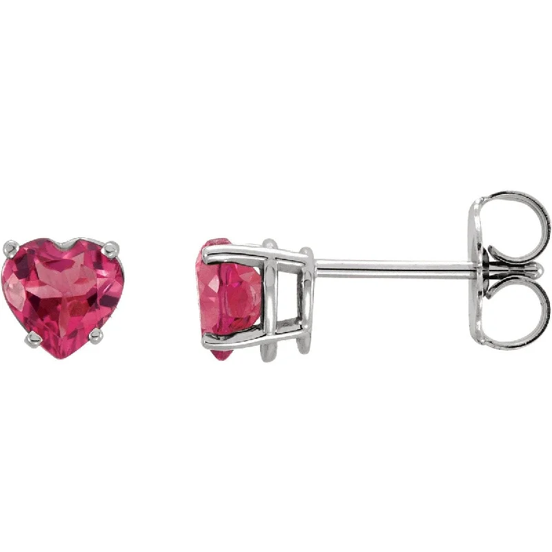 Leverback Stud Earrings for Comfort -14KT GOLD 1.00 CARAT HEART PINK TOURMALINE STUD EARRINGS