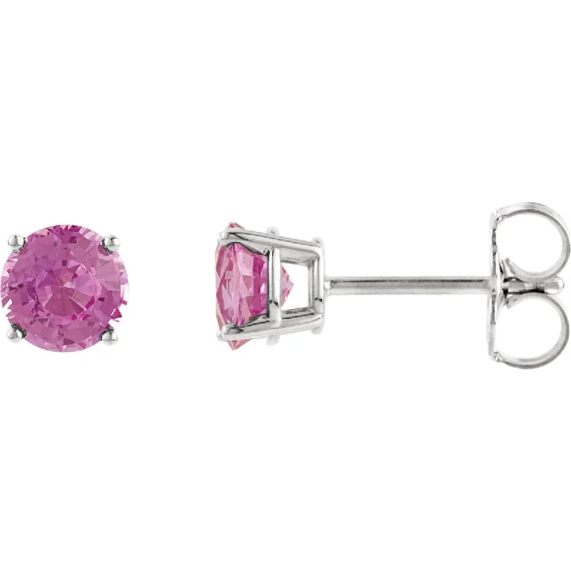 Multi Stud Earrings with Chains -14KT GOLD 1/2 CTW ROUND PINK TOURMALINE STUD EARRINGS