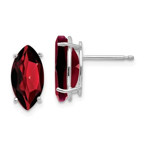 Stud Earrings for Festival Style -14KT WHITE GOLD 2.40 CTW MARQUISE GARNET STUD EARRINGS