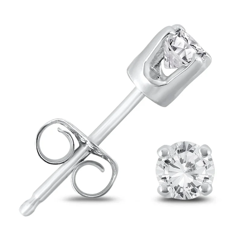 Stud Earrings for Christmas Party -14kt white gold diamond stud earrings containing 0.33 cts tw