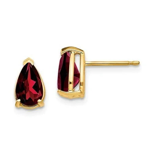 Stud Earrings for Everyday Glamour -14KT YELLOW GOLD 2.00 CTW PEAR SHAPE GARNET STUD EARRINGS