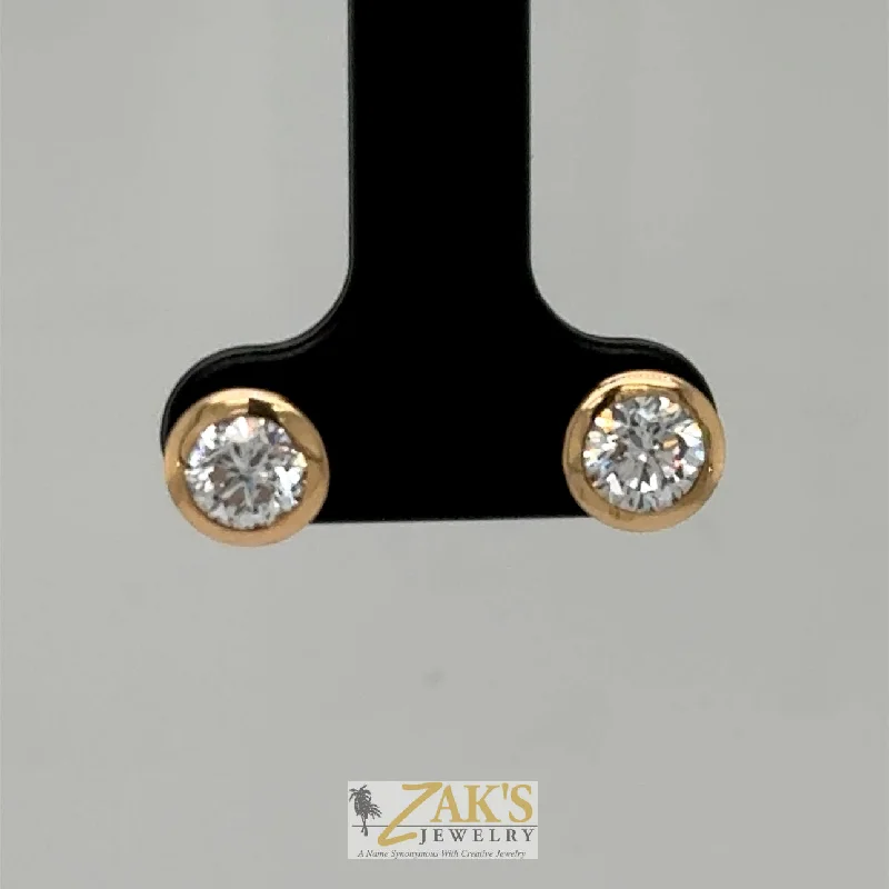 Stud Earrings with Hammered Finish -14K Yellow Gold 1.25ct Lab Grown Diamond Stud Earrings