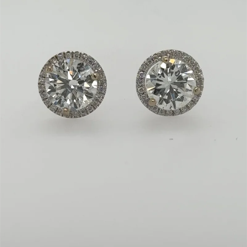 Heavy Duty Stud Earrings for Durability -18K White Gold 2.15ctw Diamond Stud Earrings