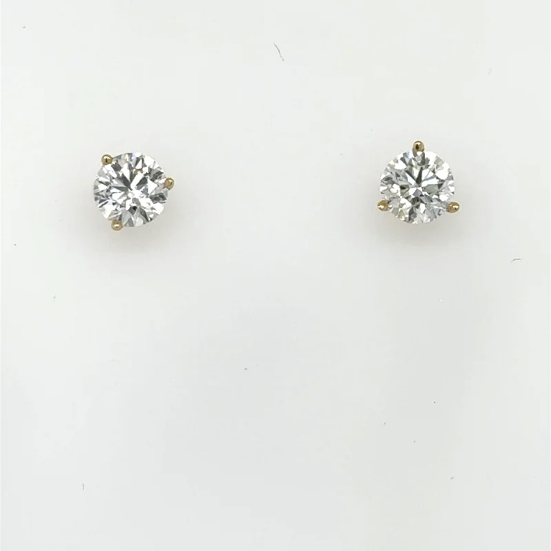 Stud Earrings with Embossed Patterns -14K Yellow Gold 2.05ctw Lab Grown Diamond Stud Earrings