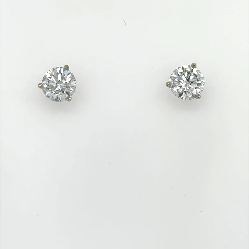 Stud Earrings with Debossed Designs -14K White Gold 2.47ctw Lab Grown Diamond Stud Earrings