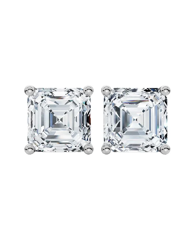 Retro Stud Earrings for Nostalgia -2 Carat Assher Cut Diamond Stud Earrings