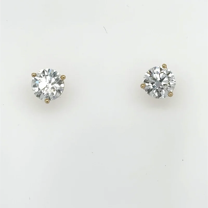 Stud Earrings for Engagement Party -14K Yellow Gold 3.0ctw Lab Grown Diamond Stud Earrings