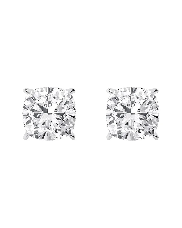 Magnetic Closure Stud Earrings for Easy -4 Carat Cushion Cut Diamond Stud Earrings