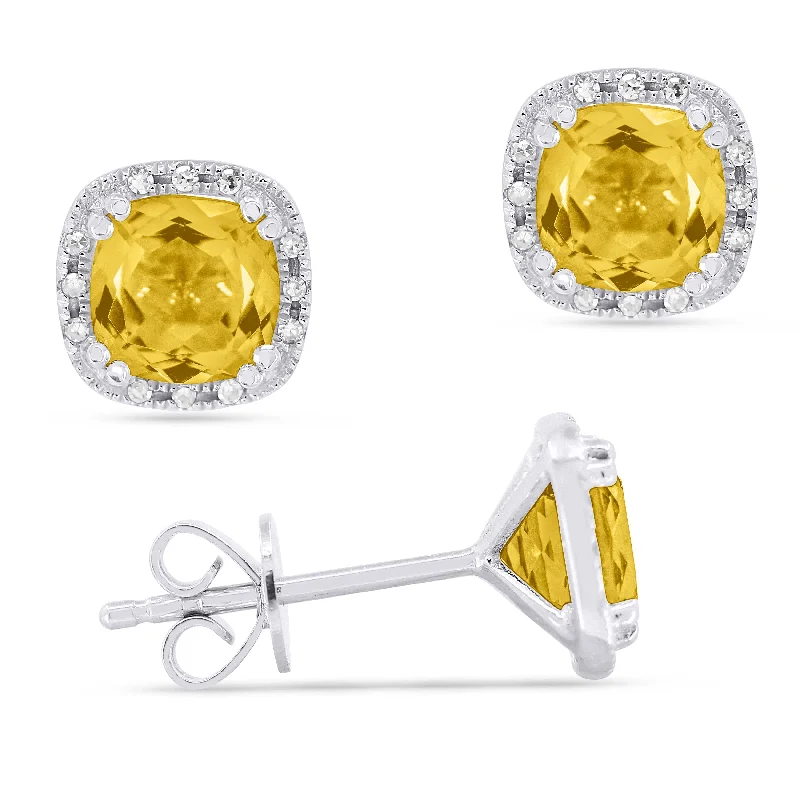 Stud Earrings with Rhinestones -5.5Mm 1.95Ct Citrine Stud Earrings In 14K White Gold