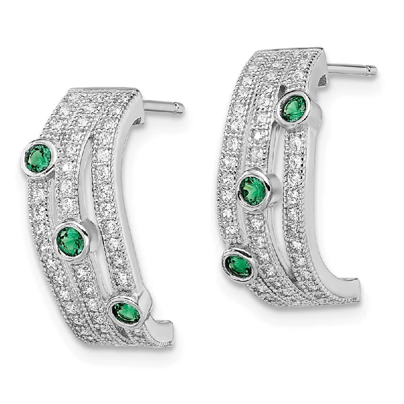 Stud Earrings with Enamel -925 Sterling Silver Cubic Zirconia Brilliant Embers Stud Earrings (L-18 mm, W-10 mm)