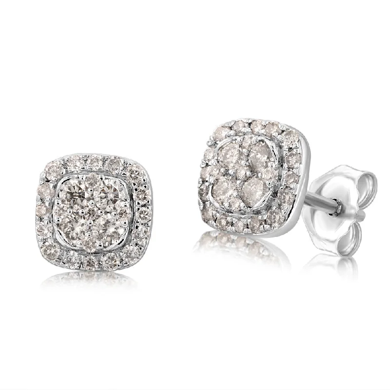 Stud Earrings with Star Motifs -9ct White Gold 1/2 Carat Diamond Stud Earrings