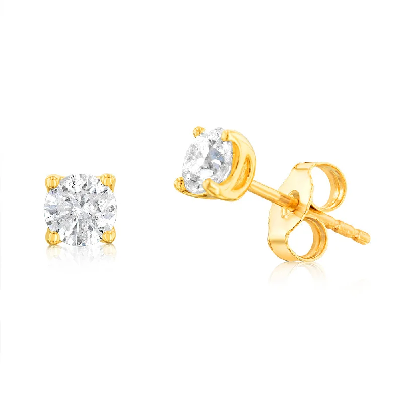 Gemstone Stud Earrings for Color -9ct Yellow Gold 1.00 Carat Diamond Stud Earrings