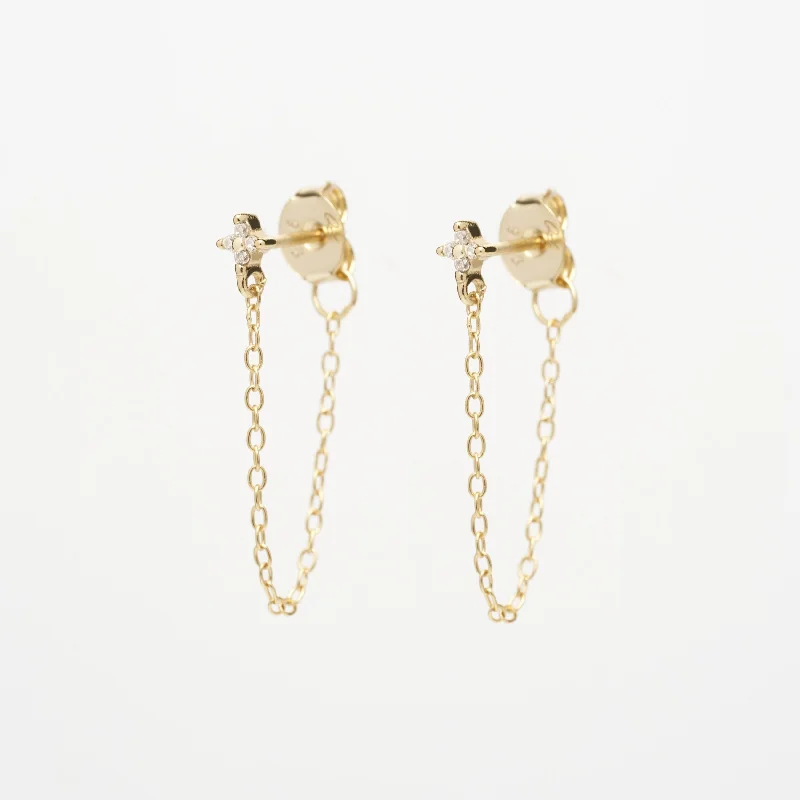 Square Stud Earrings for Modern -Aggie CZ Chain Stud Earrings