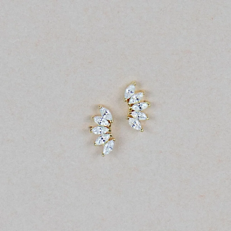 Stud Earrings with Animal Motifs -Arc CZ Gold Stud Earrings