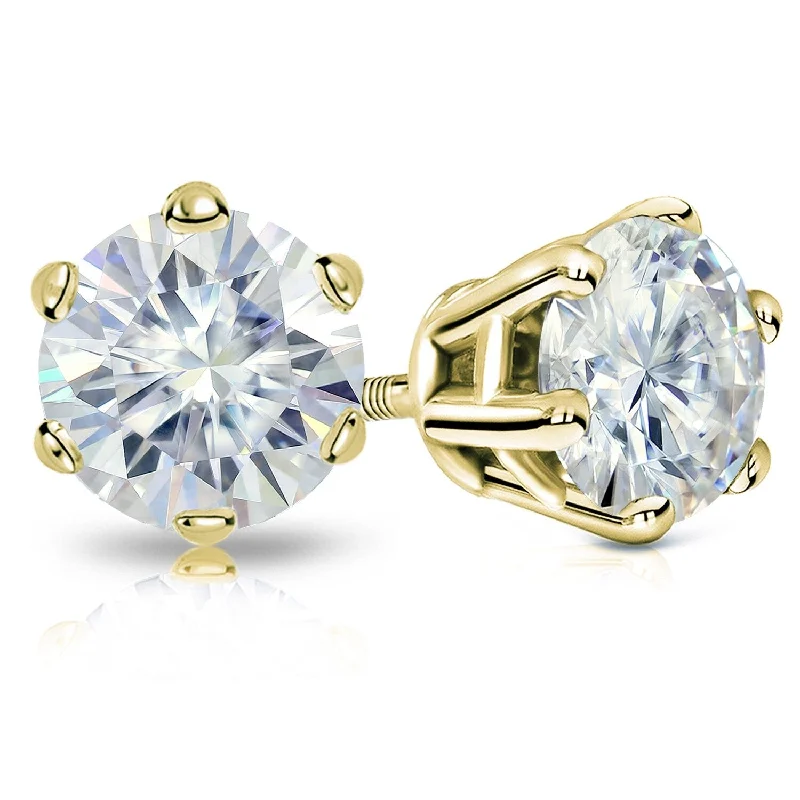 Diamond Stud Earrings for Luxury -Auriya 4ctw Round Moissanite Stud Earrings 14k Gold - 8.2 mm