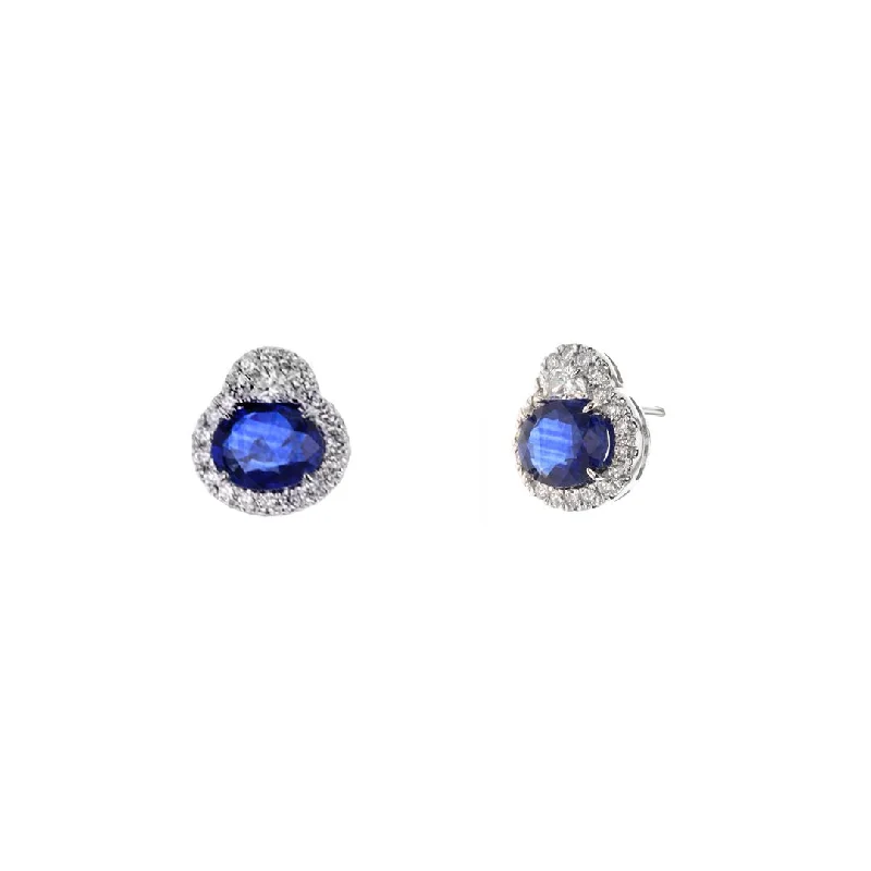 Punk Stud Earrings with Spikes -Blue Sapphire & Diamond Stud Earrings