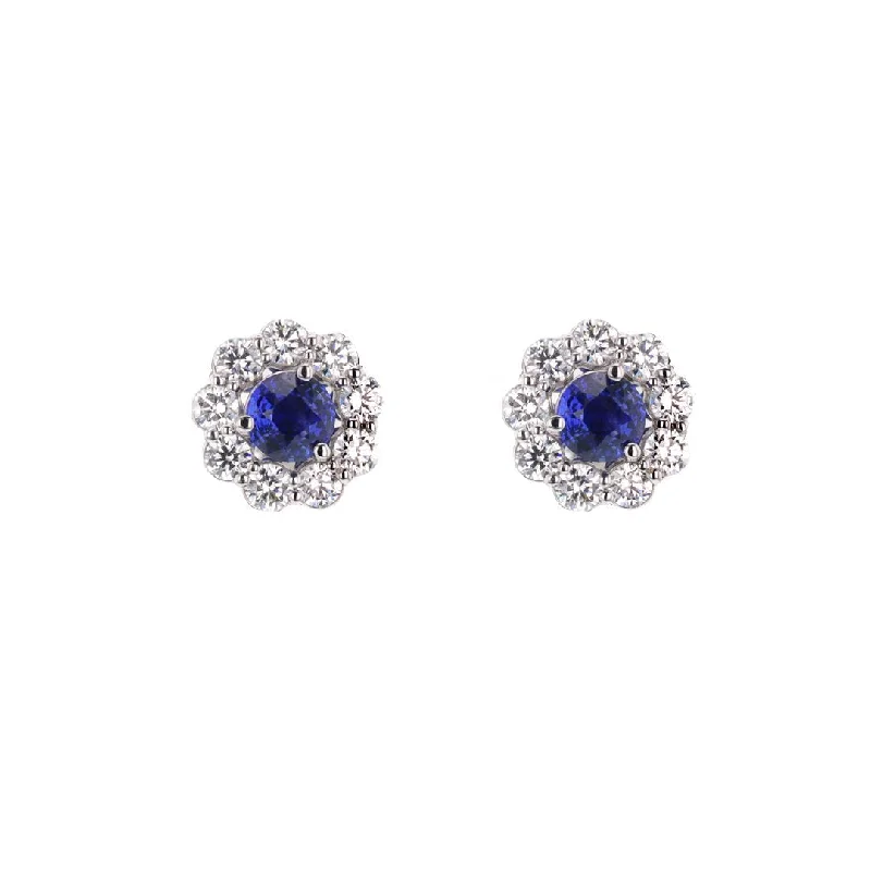 Gothic Stud Earrings with Dark Tone -Blue Sapphire Stud Earrings & Diamond Jackets