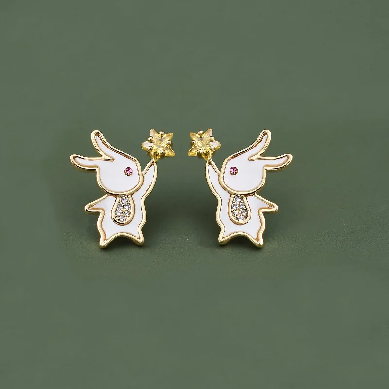 Screw Back Stud Earrings for Security -Bunny Fashionable Small American Diamond Stud Earrings