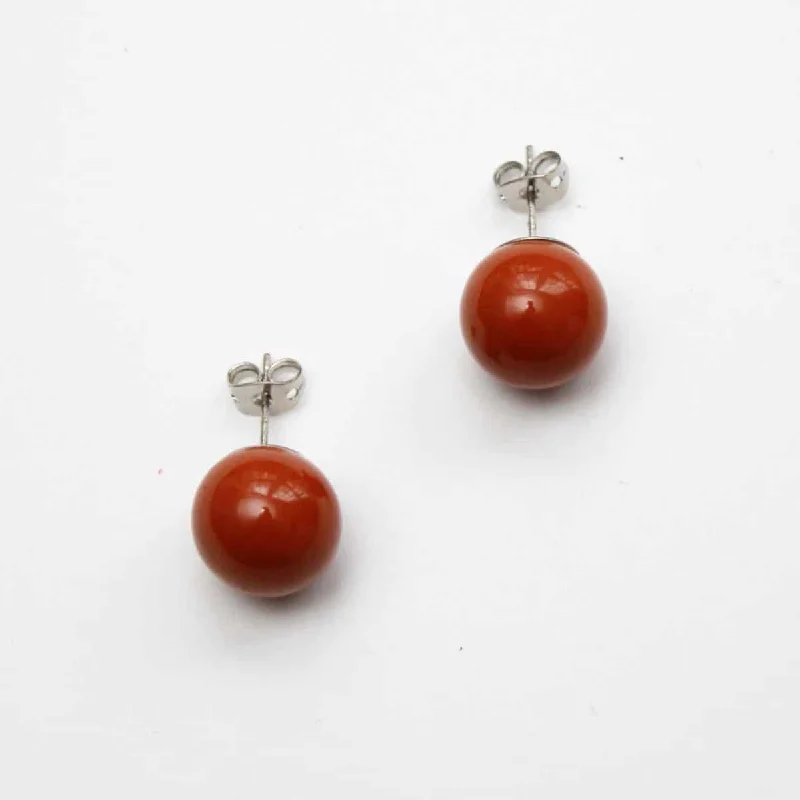 Floral Stud Earrings with Petals -Burnt Orange Stud Earrings by Sylca