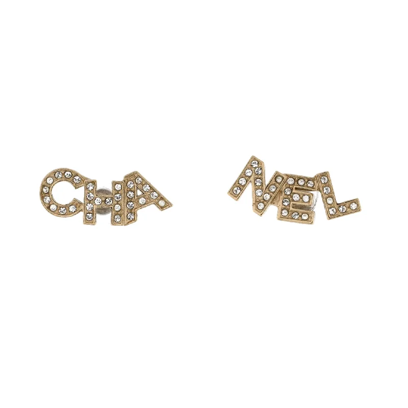 Stud Earrings for Beach Outfit -CHA-NEL Stud Earrings Metal with Crystals