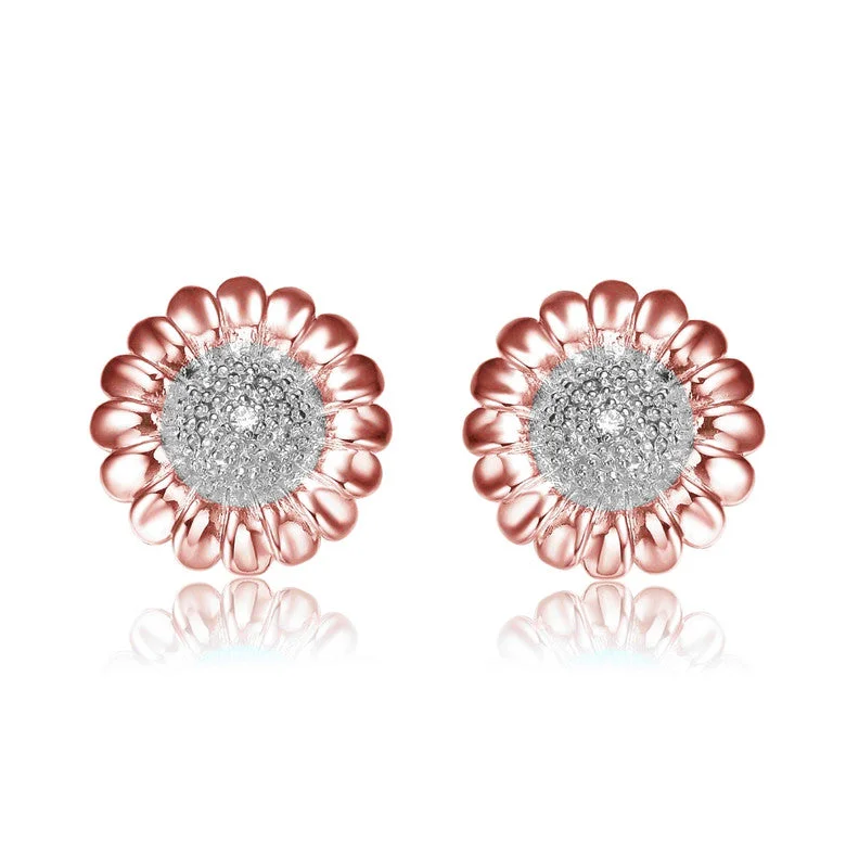 Hippie Stud Earrings with Beads -Clear Round Cubic Zirconia Stud Earrings