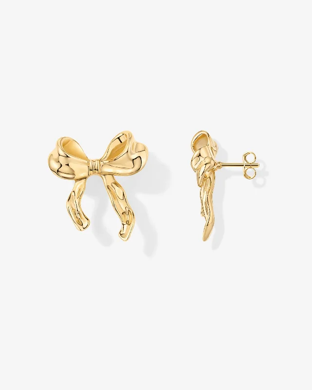 Stud Earrings with Vine Designs -Coquette Bow Stud Earrings