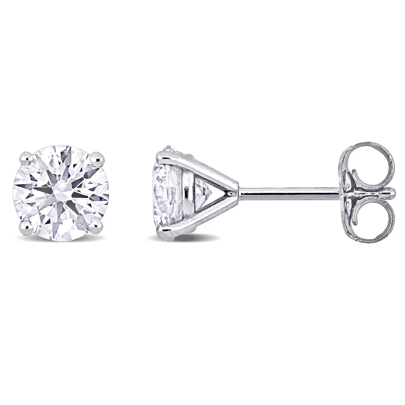 Stud Earrings for Office Wear -Created Forever 2ct TW Lab-Grown Diamond Martini Style Solitaire Stud Earrings in 14k White Gold