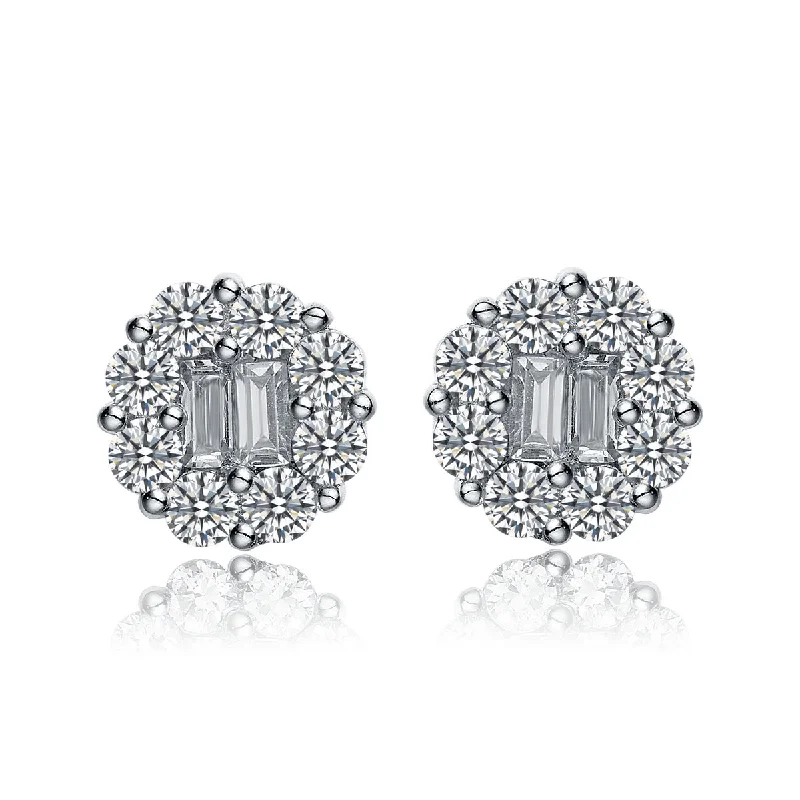 Oval Stud Earrings for Grace -Cubic Zirconia Sterling Silver Cubic Zirconia Stud Earrings