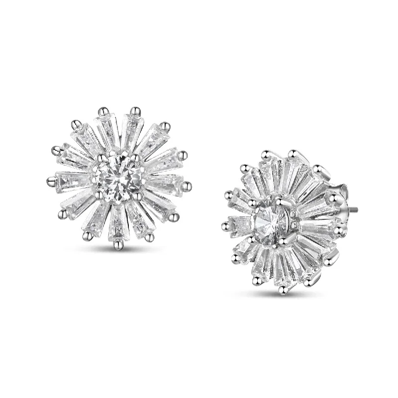 Stud Earrings for Office Wear -Cubic Zirconia Sterling Silver Stud Earrings